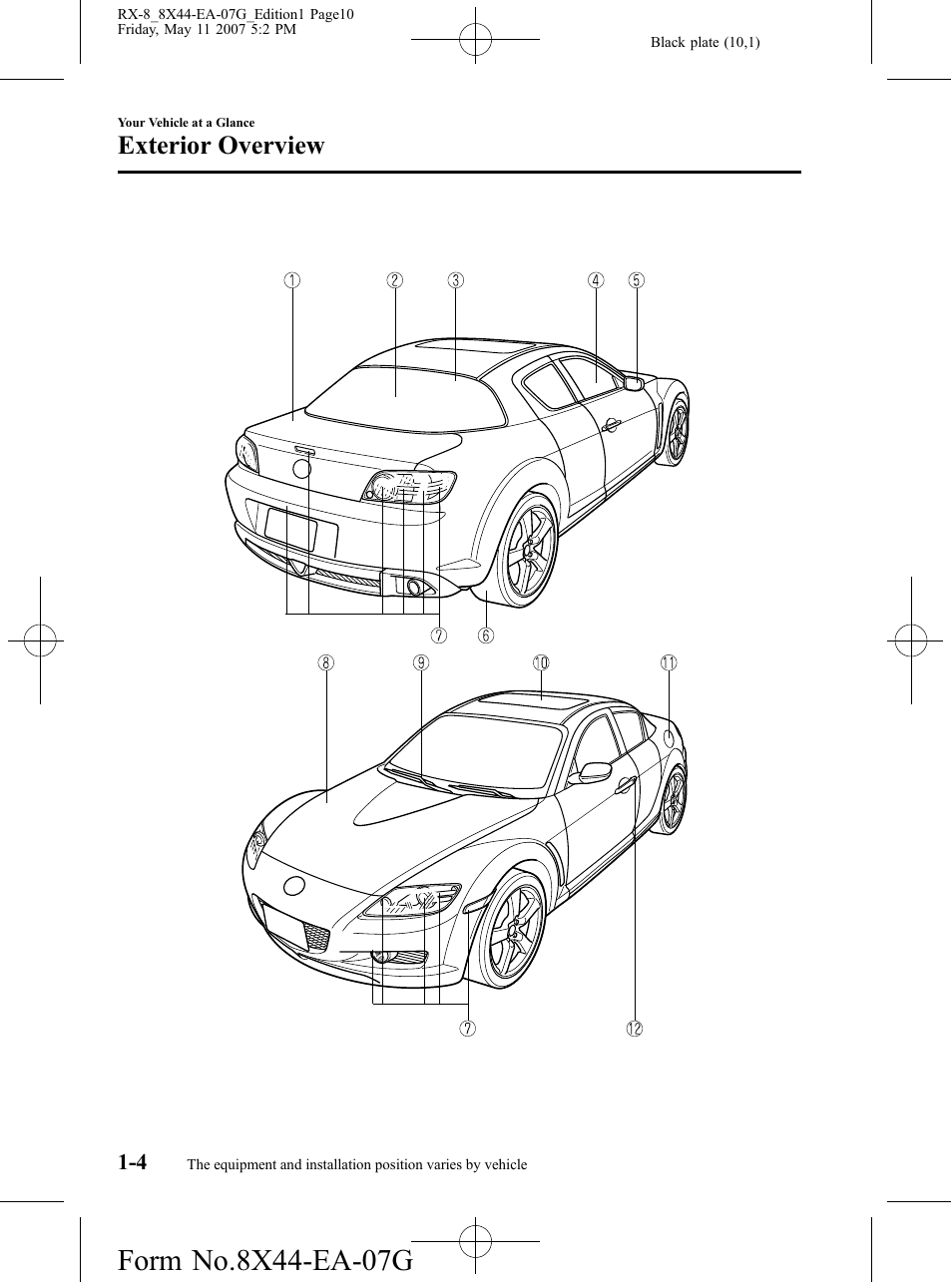 Exterior overview | Mazda 2008 RX-8 User Manual | Page 10 / 432