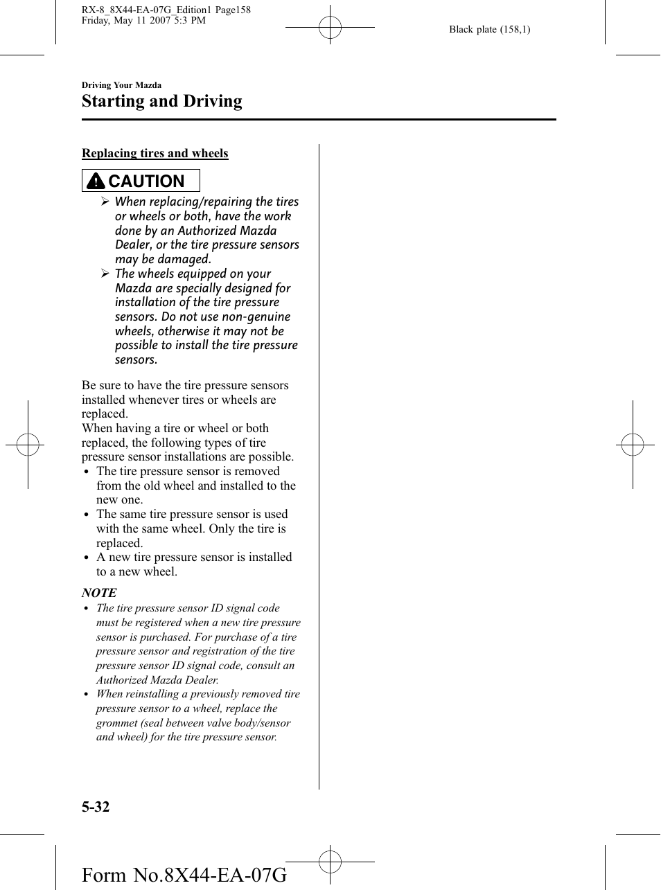 Starting and driving, Caution | Mazda 2008 RX-8 User Manual | Page 158 / 432