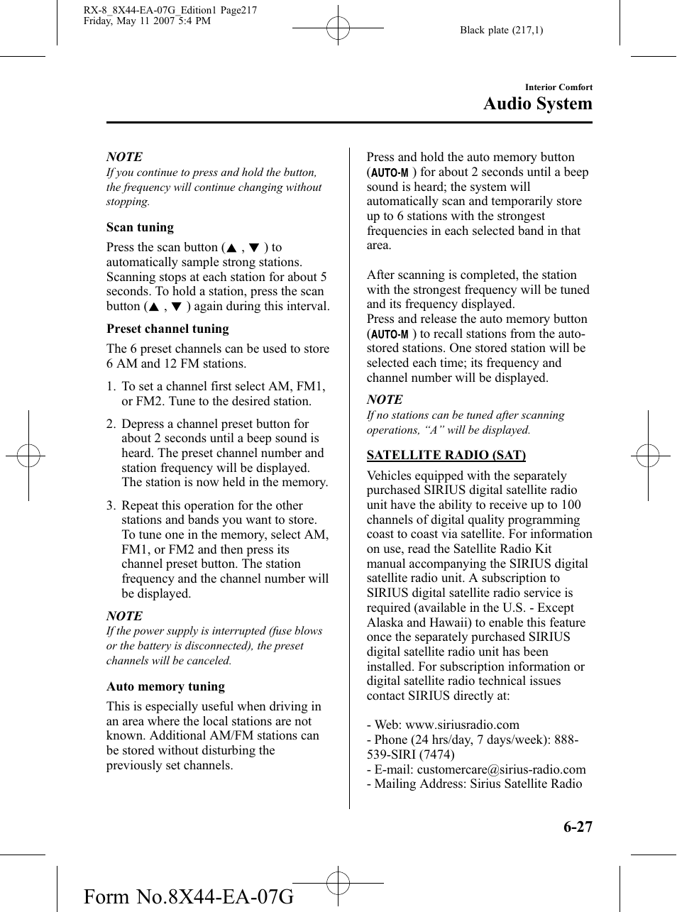 Audio system | Mazda 2008 RX-8 User Manual | Page 217 / 432