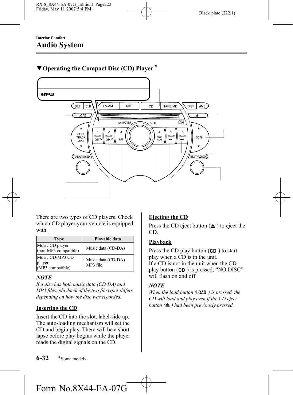 Audio system | Mazda 2008 RX-8 User Manual | Page 222 / 432