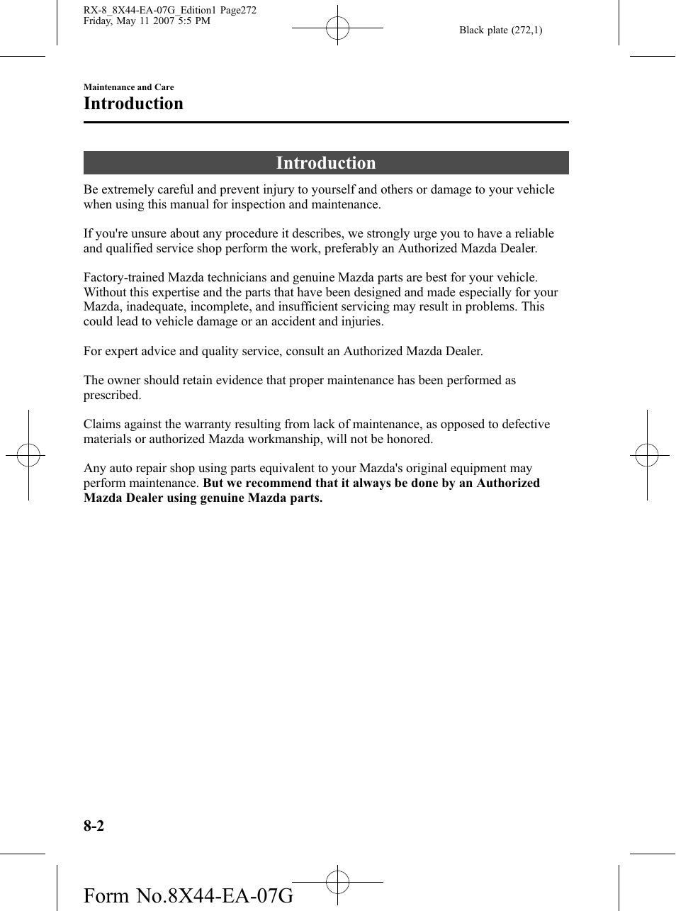 Introduction, Introduction -2 | Mazda 2008 RX-8 User Manual | Page 272 / 432