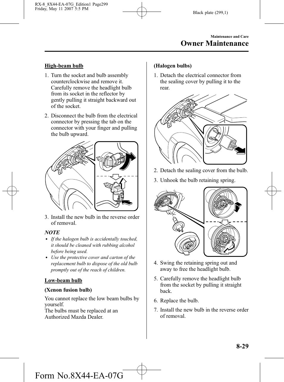 Owner maintenance | Mazda 2008 RX-8 User Manual | Page 299 / 432