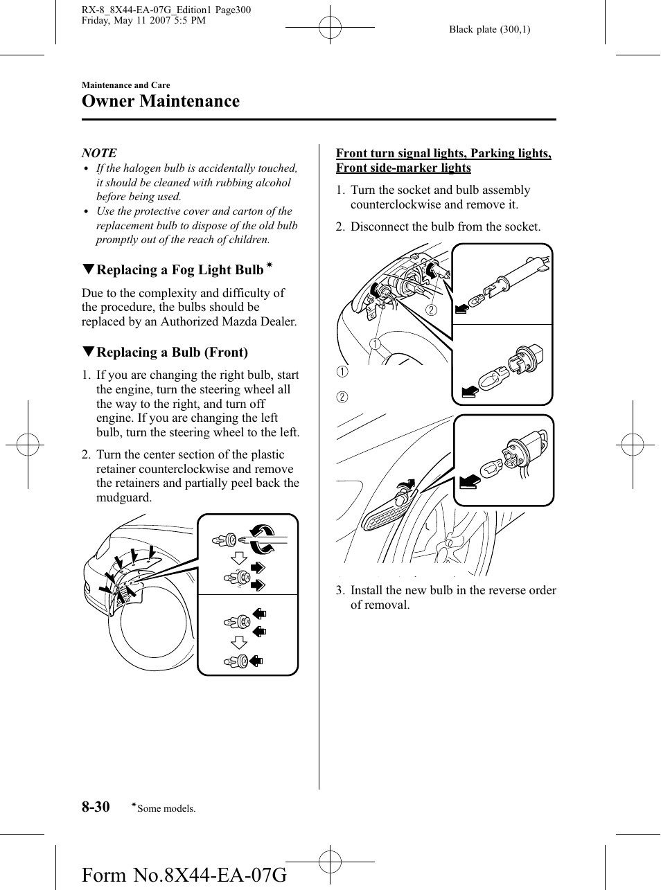 Owner maintenance | Mazda 2008 RX-8 User Manual | Page 300 / 432