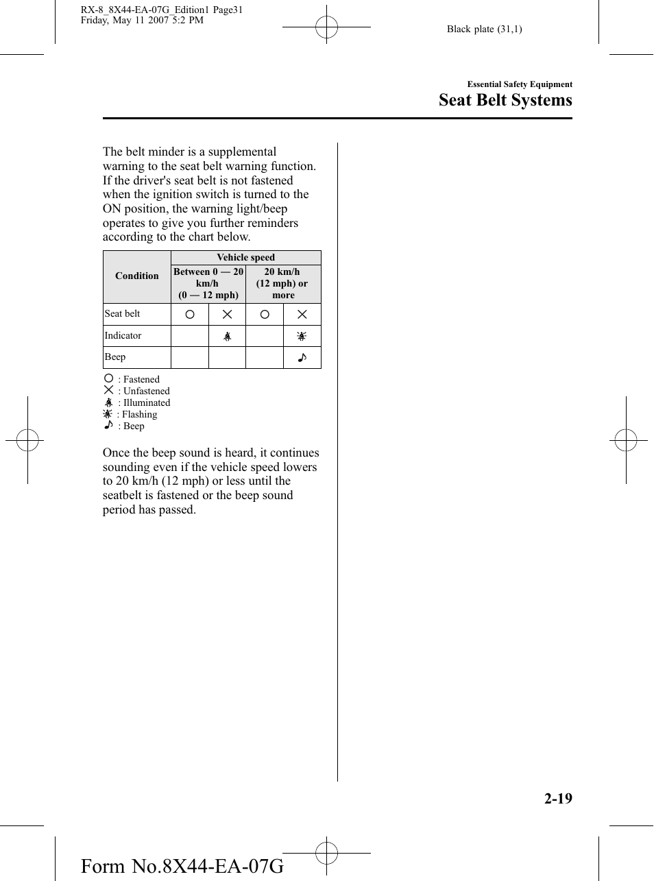 Seat belt systems | Mazda 2008 RX-8 User Manual | Page 31 / 432