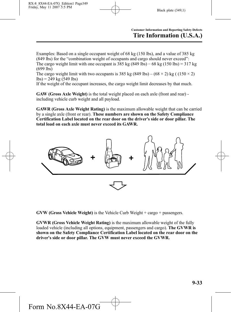 Tire information (u.s.a.) | Mazda 2008 RX-8 User Manual | Page 349 / 432