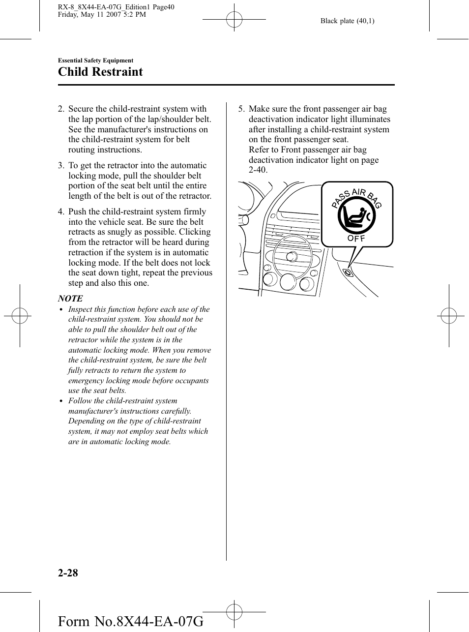 Child restraint | Mazda 2008 RX-8 User Manual | Page 40 / 432