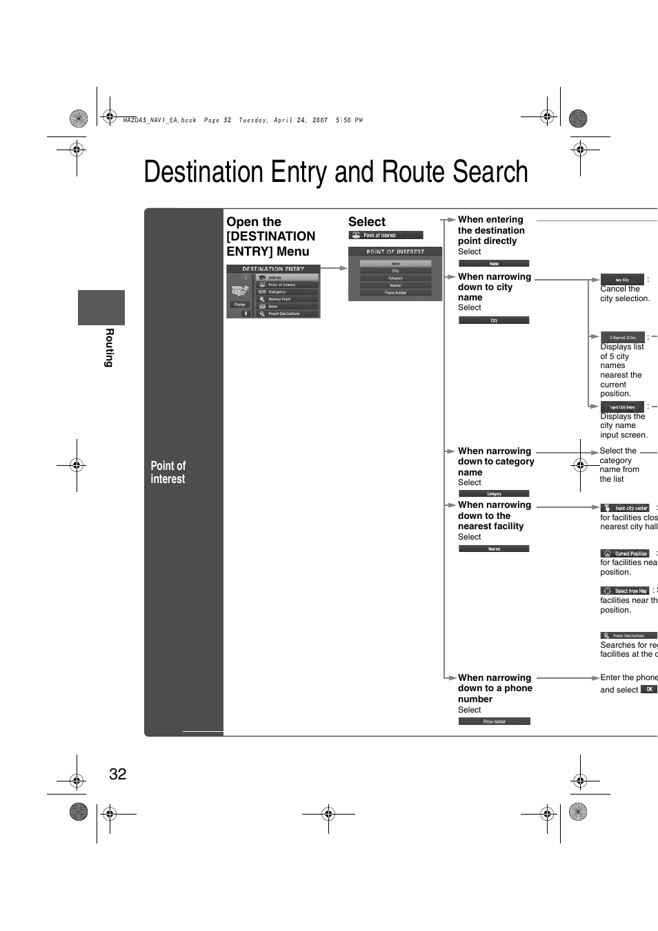 Destination entry and route search | Mazda 2008 RX-8 User Manual | Page 406 / 432