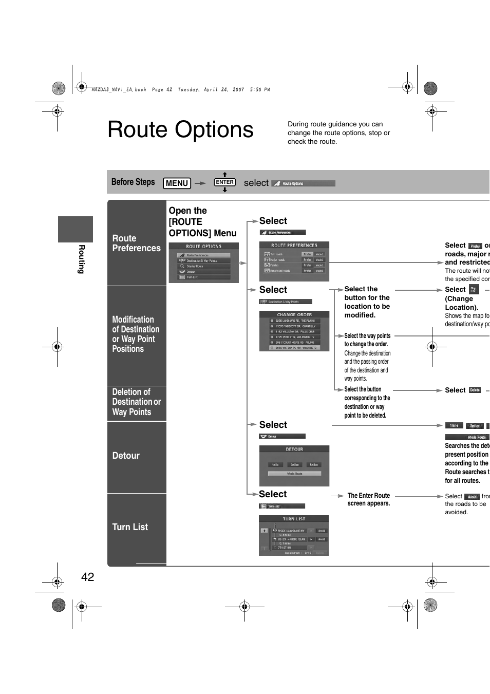 Route options | Mazda 2008 RX-8 User Manual | Page 416 / 432