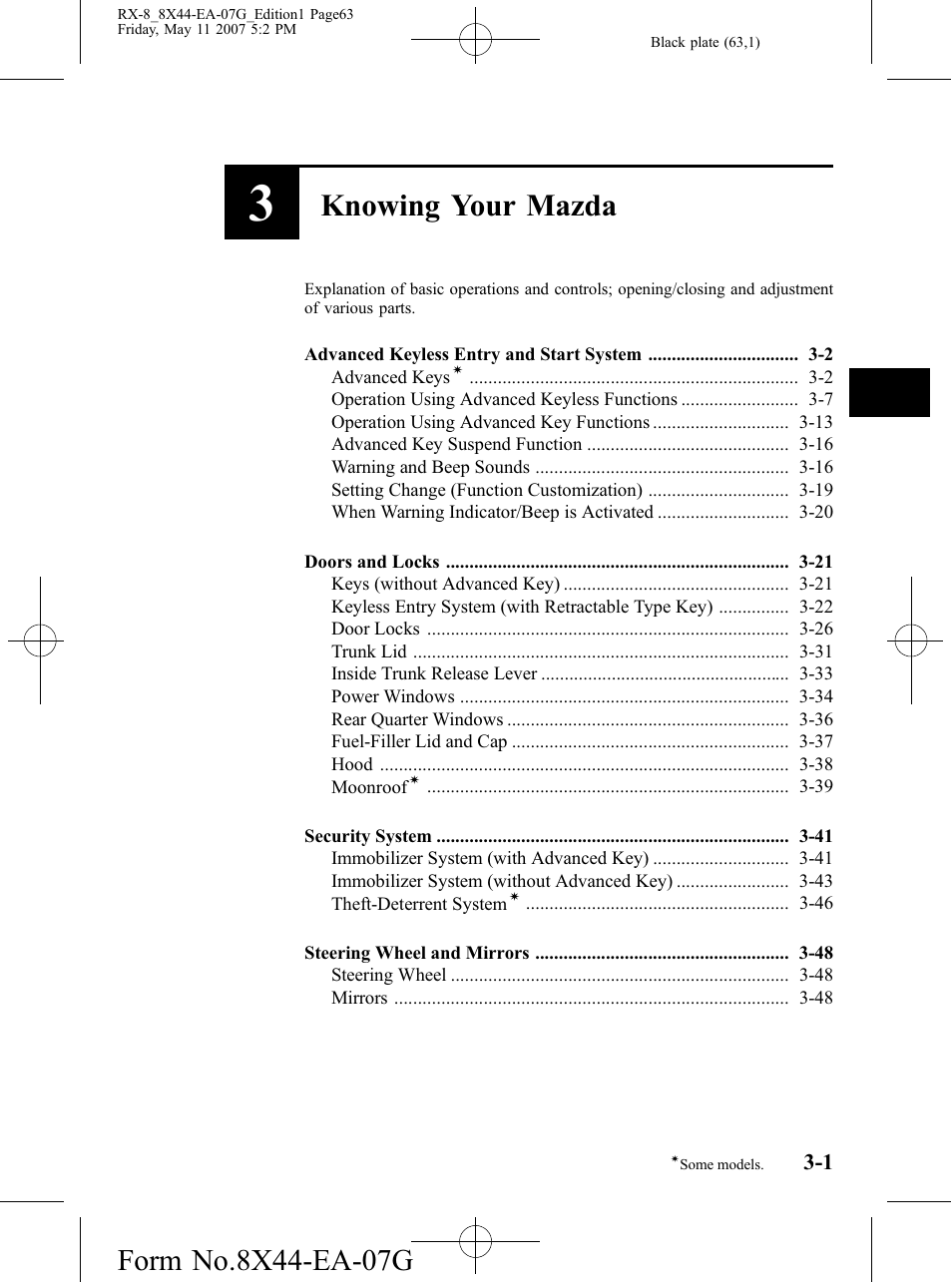 Knowing your mazda | Mazda 2008 RX-8 User Manual | Page 63 / 432