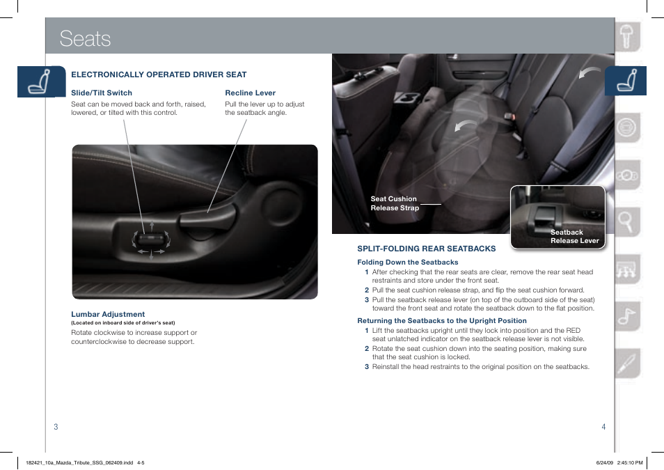 Seats | Mazda 2010 Tribute User Manual | Page 3 / 12
