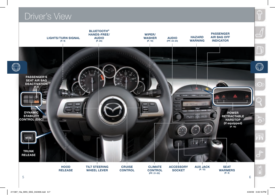 Driver’s view | Mazda 2010 MX-5 Miata User Manual | Page 4 / 16