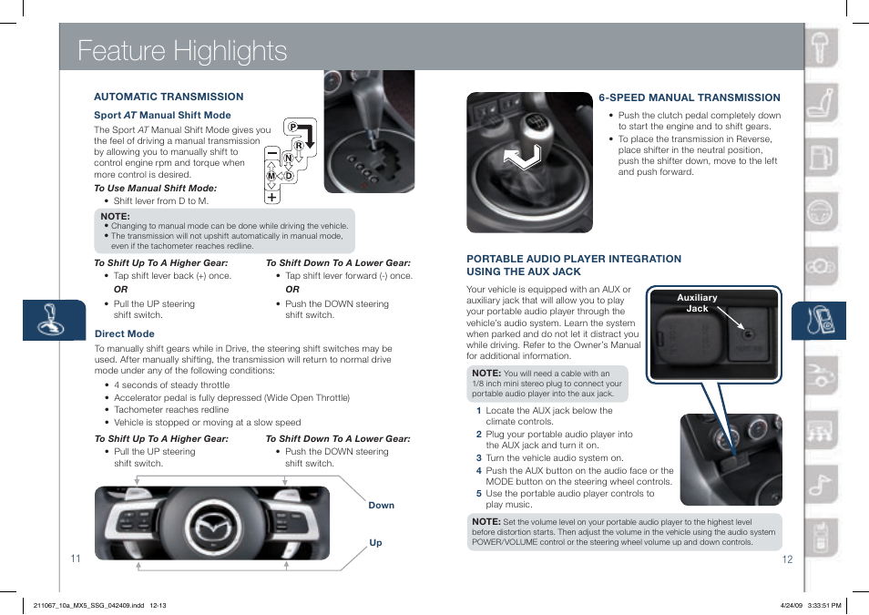 Feature highlights | Mazda 2010 MX-5 Miata User Manual | Page 7 / 16