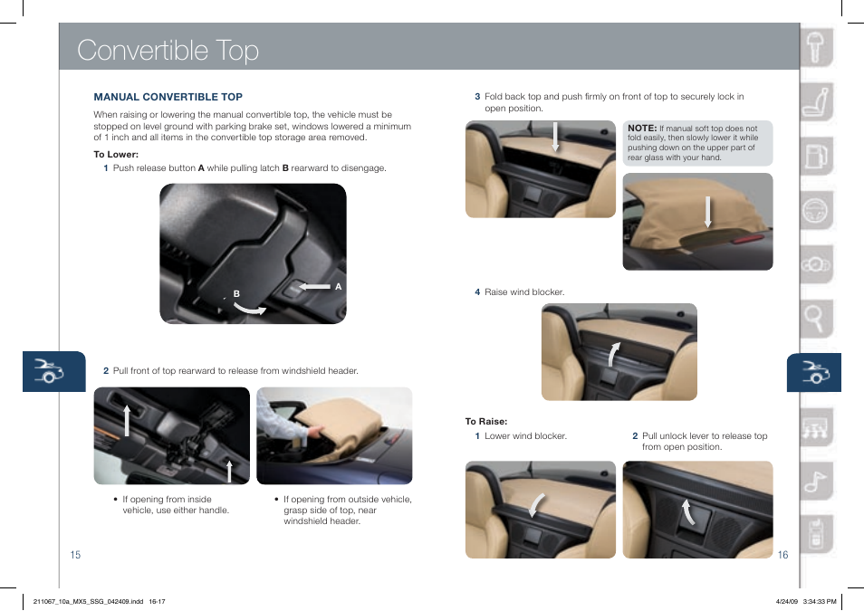 Convertible top | Mazda 2010 MX-5 Miata User Manual | Page 9 / 16