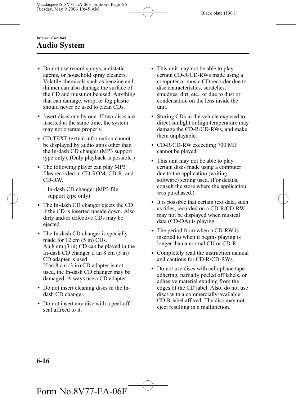 Audio system | Mazda 2007 SPEED6 User Manual | Page 197 / 413