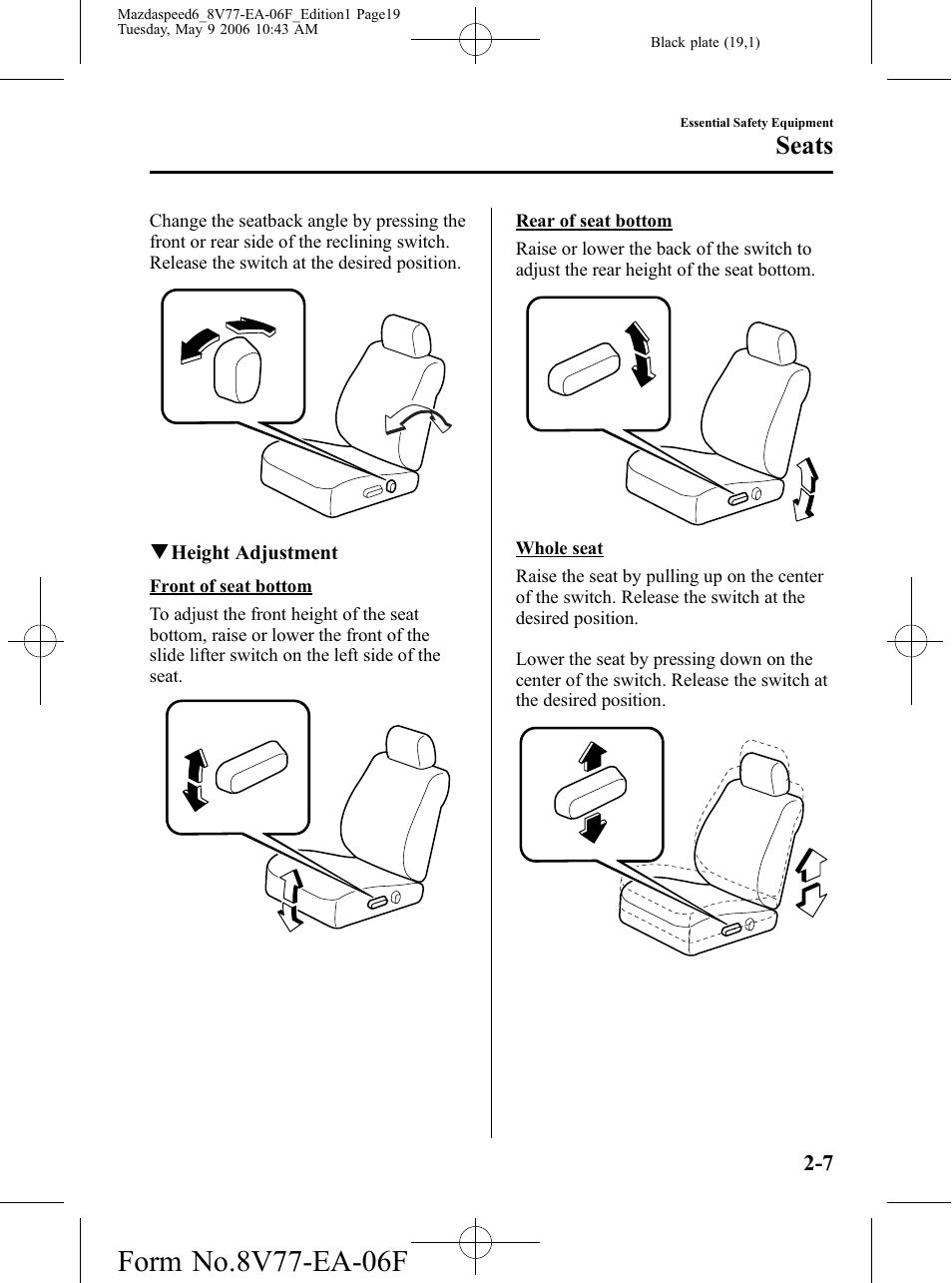 Seats | Mazda 2007 SPEED6 User Manual | Page 20 / 413