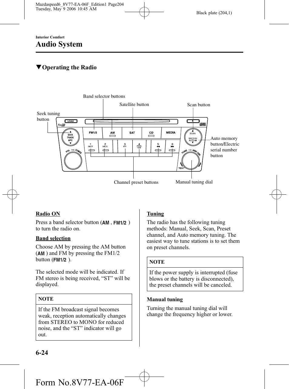 Audio system | Mazda 2007 SPEED6 User Manual | Page 205 / 413