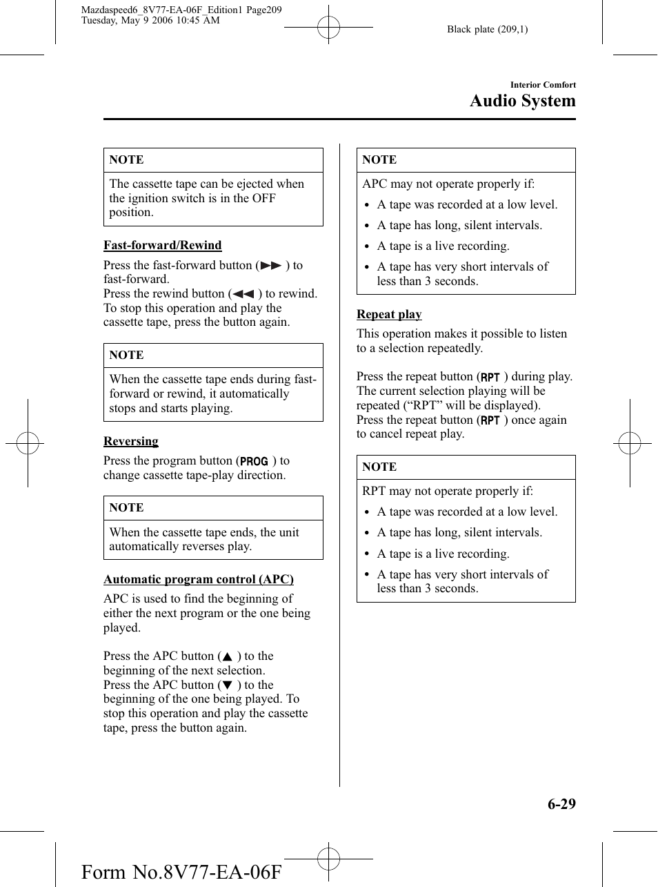 Audio system | Mazda 2007 SPEED6 User Manual | Page 210 / 413