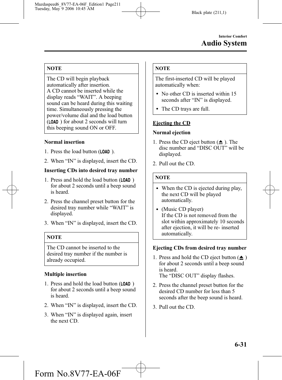 Audio system | Mazda 2007 SPEED6 User Manual | Page 212 / 413