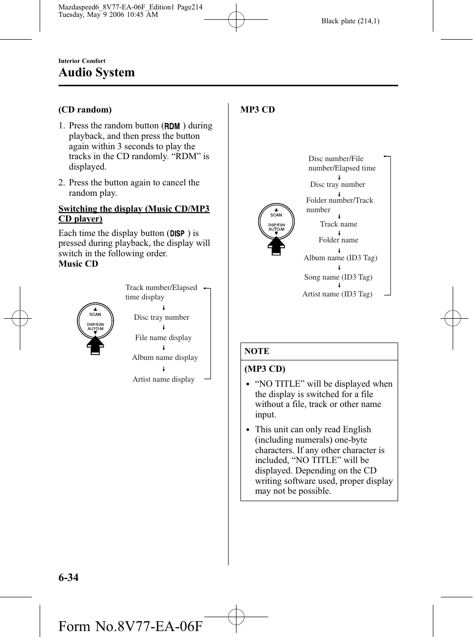 Audio system | Mazda 2007 SPEED6 User Manual | Page 215 / 413