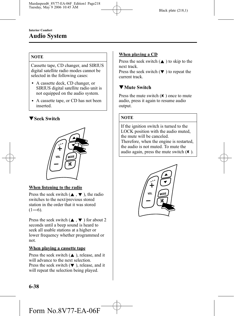 Audio system | Mazda 2007 SPEED6 User Manual | Page 219 / 413