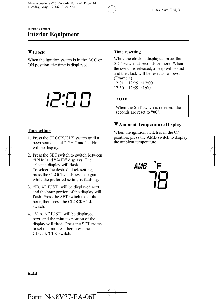 Interior equipment | Mazda 2007 SPEED6 User Manual | Page 225 / 413