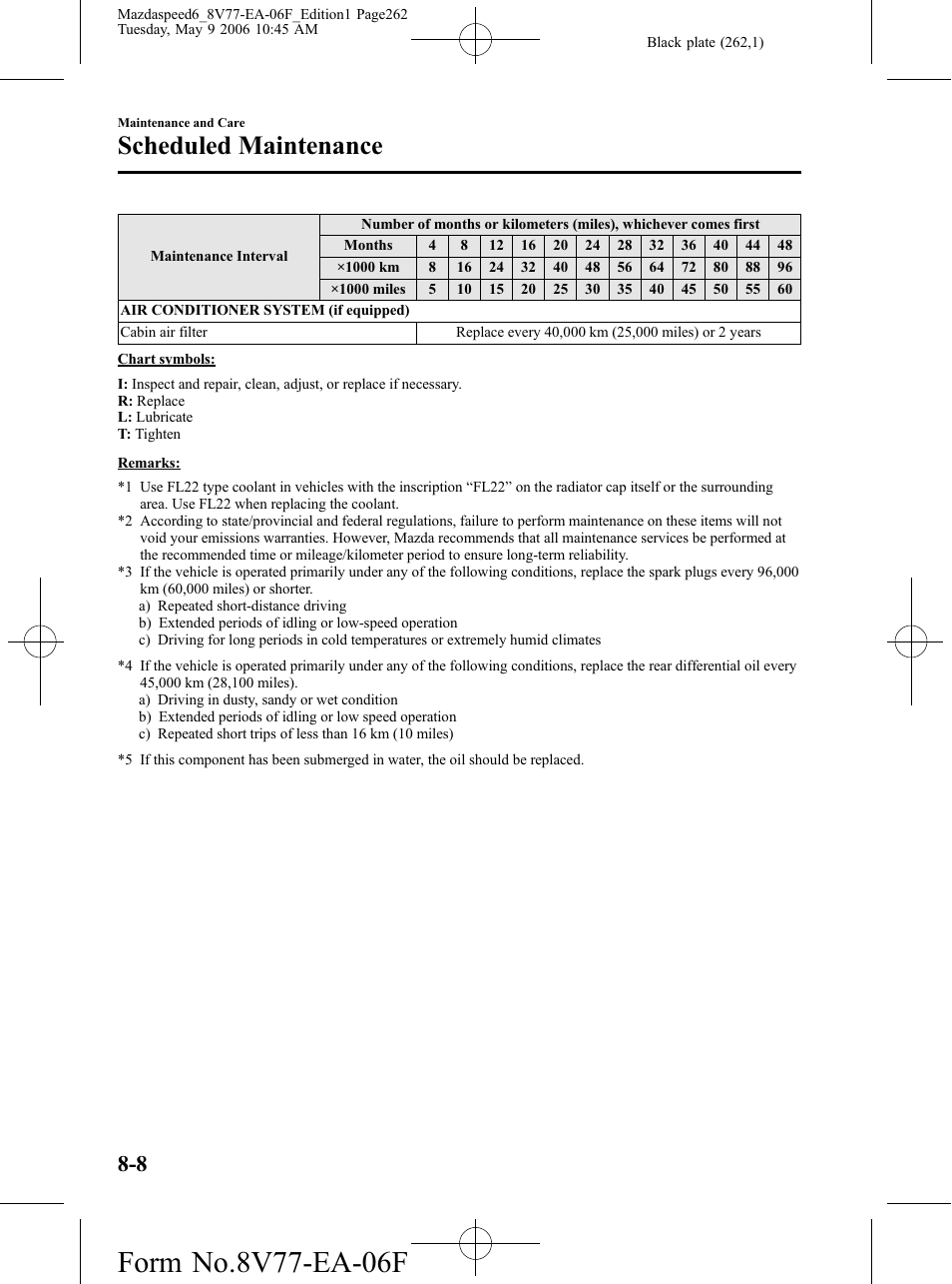 Scheduled maintenance | Mazda 2007 SPEED6 User Manual | Page 263 / 413