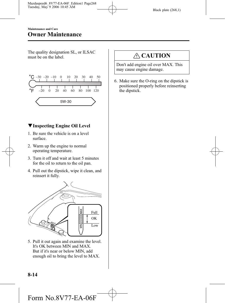 Caution, Owner maintenance | Mazda 2007 SPEED6 User Manual | Page 269 / 413