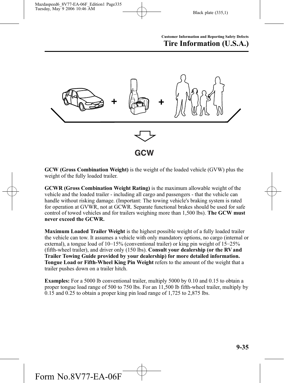 Tire information (u.s.a.) | Mazda 2007 SPEED6 User Manual | Page 336 / 413