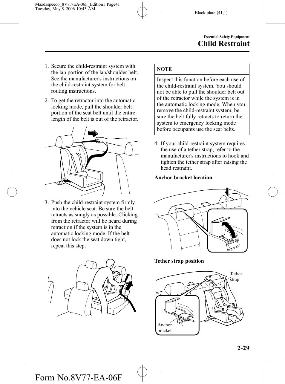 Child restraint | Mazda 2007 SPEED6 User Manual | Page 42 / 413