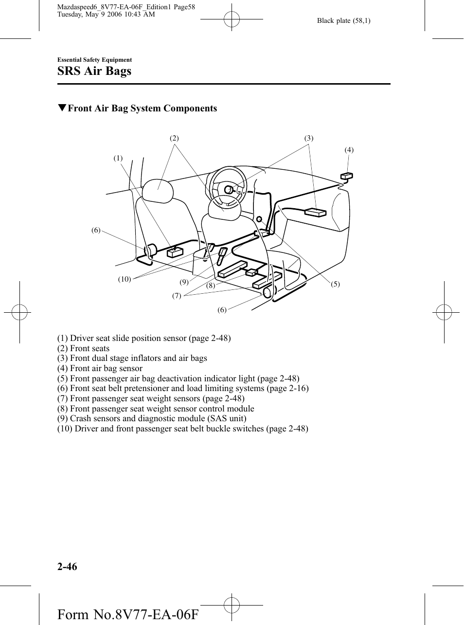 Srs air bags | Mazda 2007 SPEED6 User Manual | Page 59 / 413