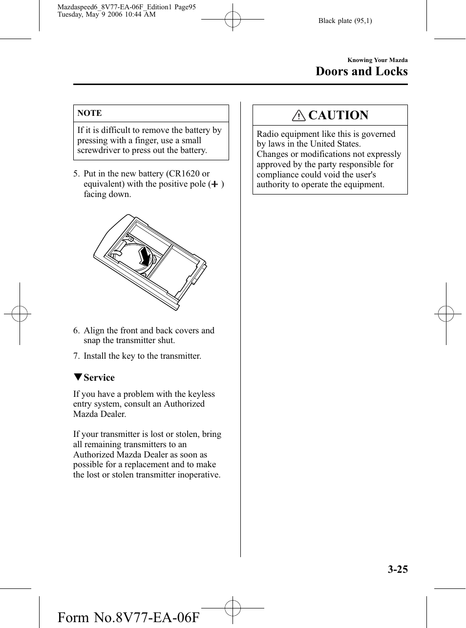 Caution, Doors and locks | Mazda 2007 SPEED6 User Manual | Page 96 / 413