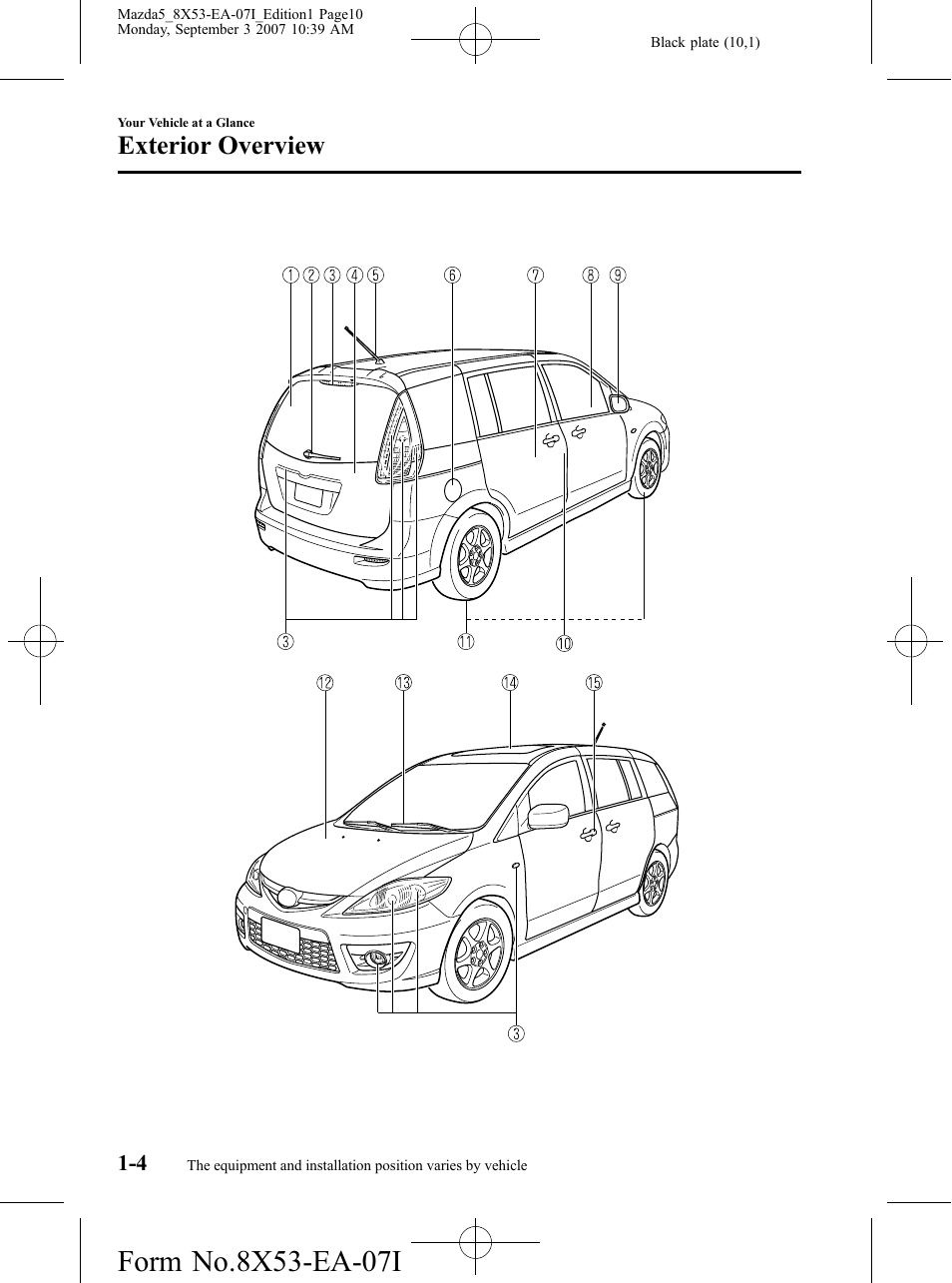 Exterior overview | Mazda 2008 5 User Manual | Page 10 / 376