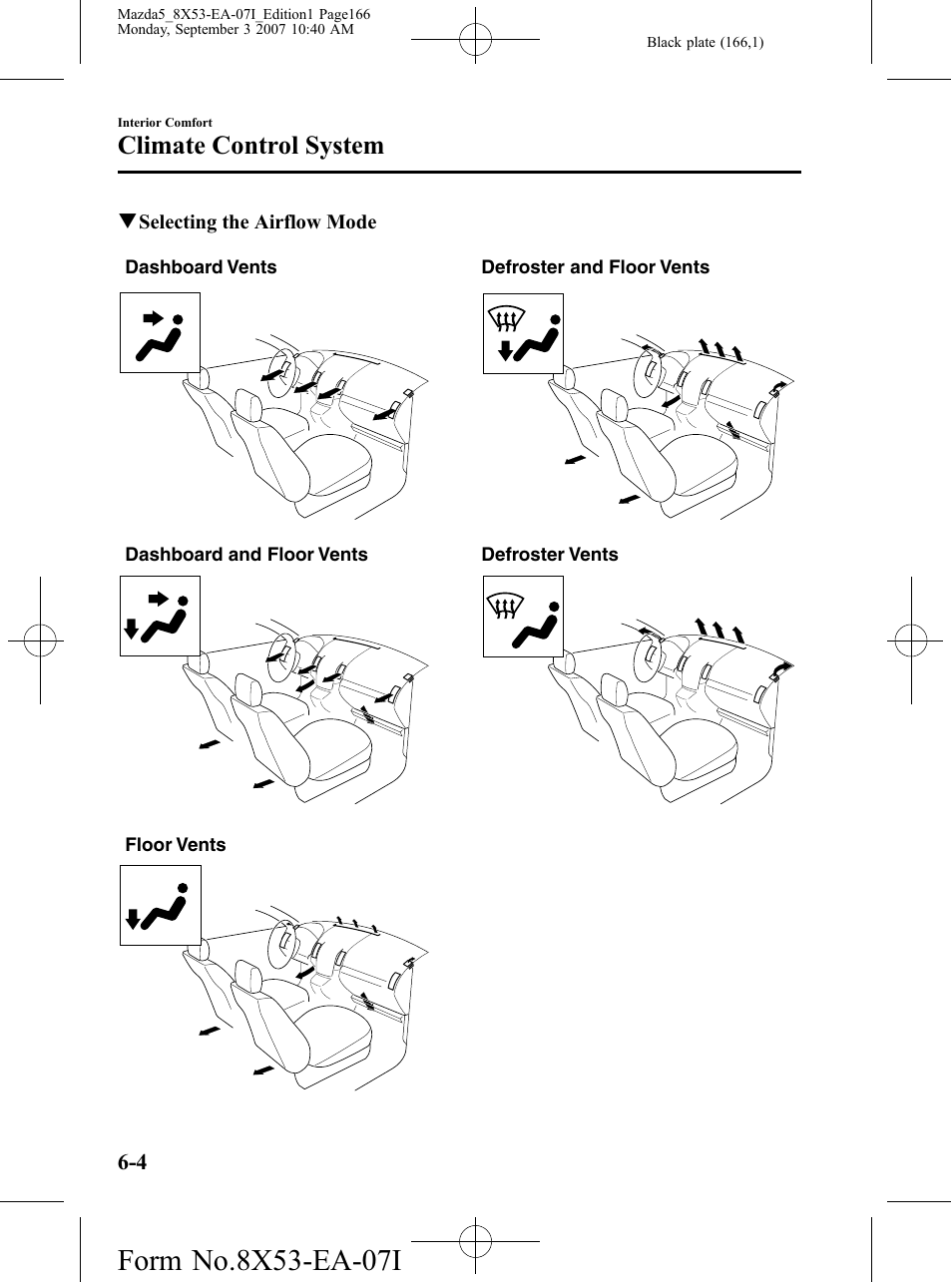 Climate control system | Mazda 2008 5 User Manual | Page 166 / 376