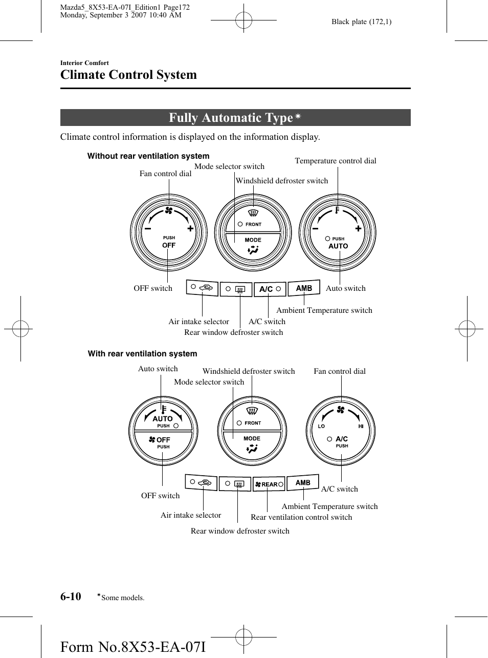 Fully automatic type, Climate control system | Mazda 2008 5 User Manual | Page 172 / 376