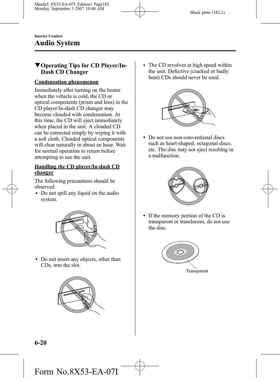 Audio system | Mazda 2008 5 User Manual | Page 182 / 376