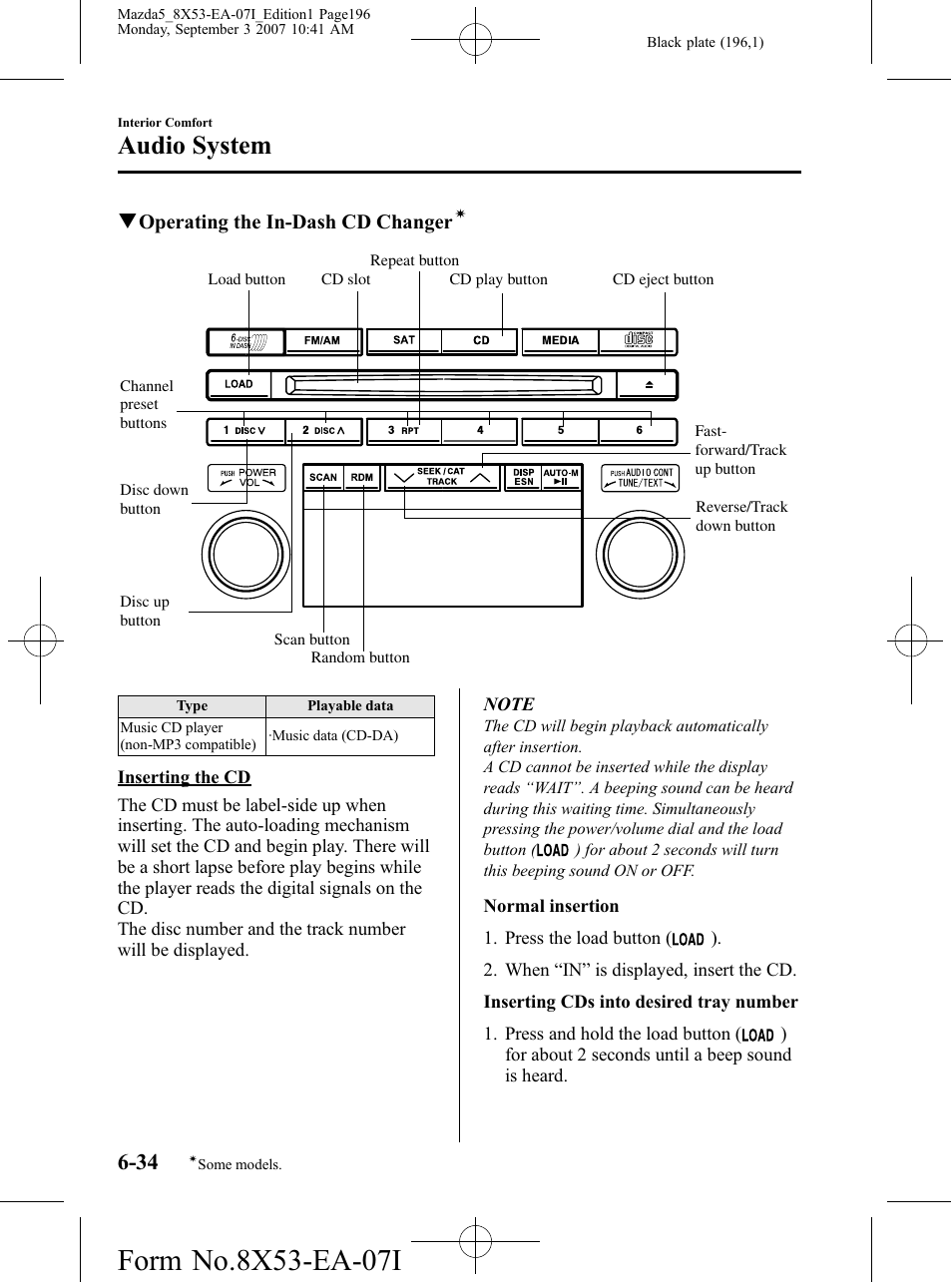 Audio system | Mazda 2008 5 User Manual | Page 196 / 376