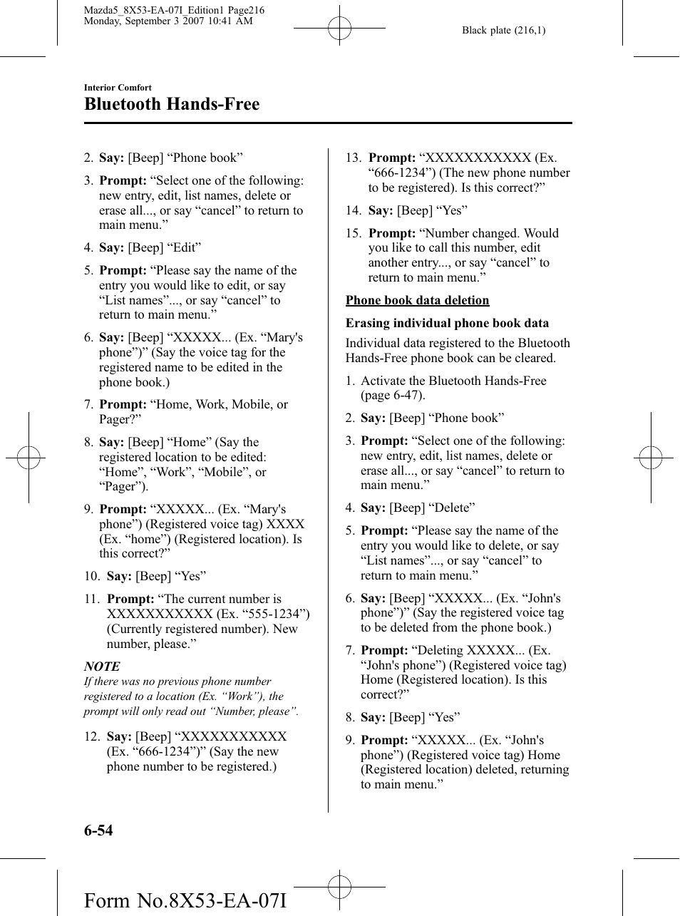 Bluetooth hands-free | Mazda 2008 5 User Manual | Page 216 / 376