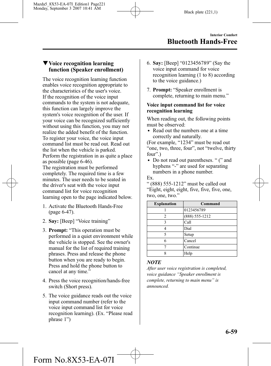 Bluetooth hands-free | Mazda 2008 5 User Manual | Page 221 / 376