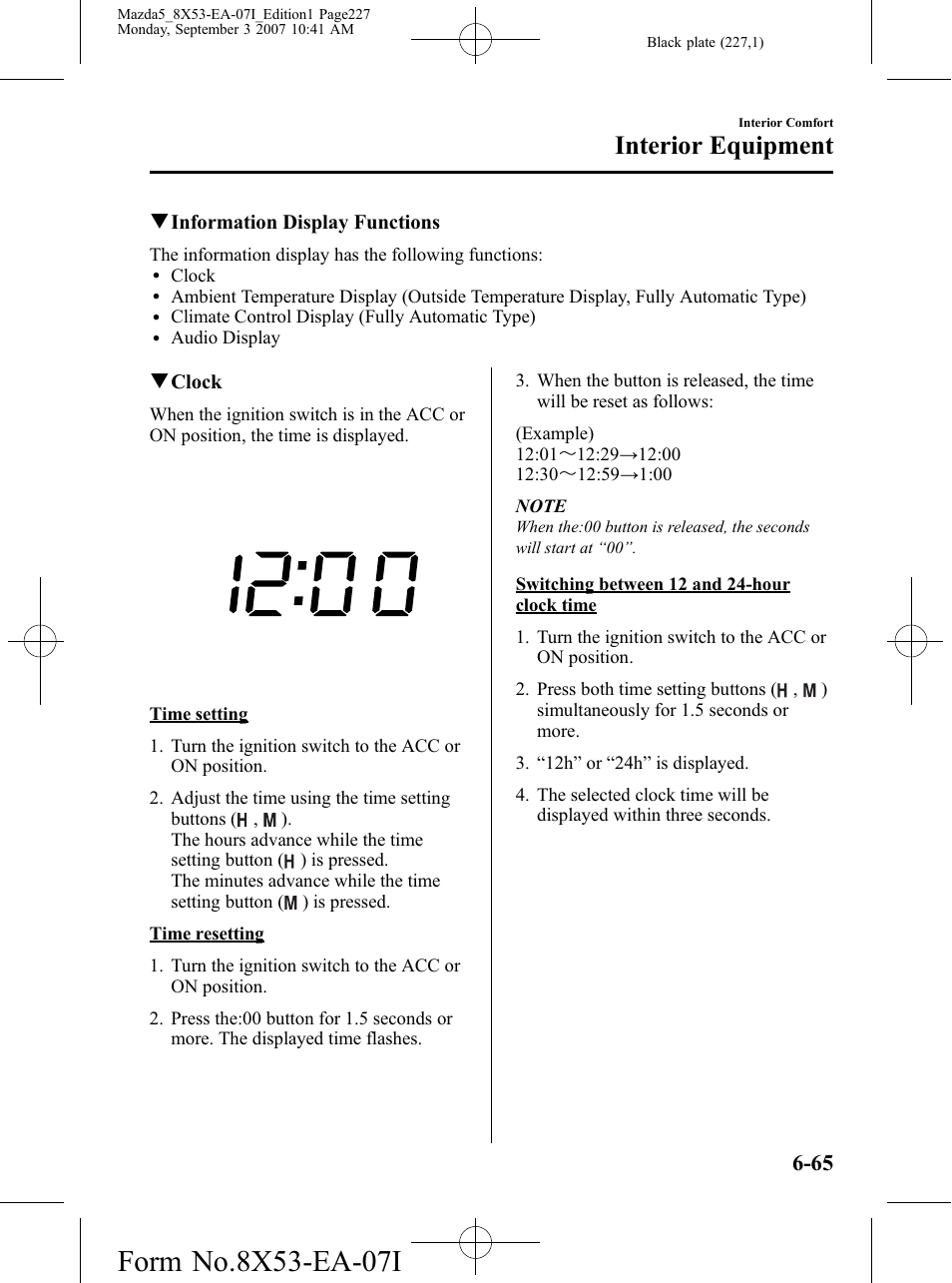 Interior equipment | Mazda 2008 5 User Manual | Page 227 / 376