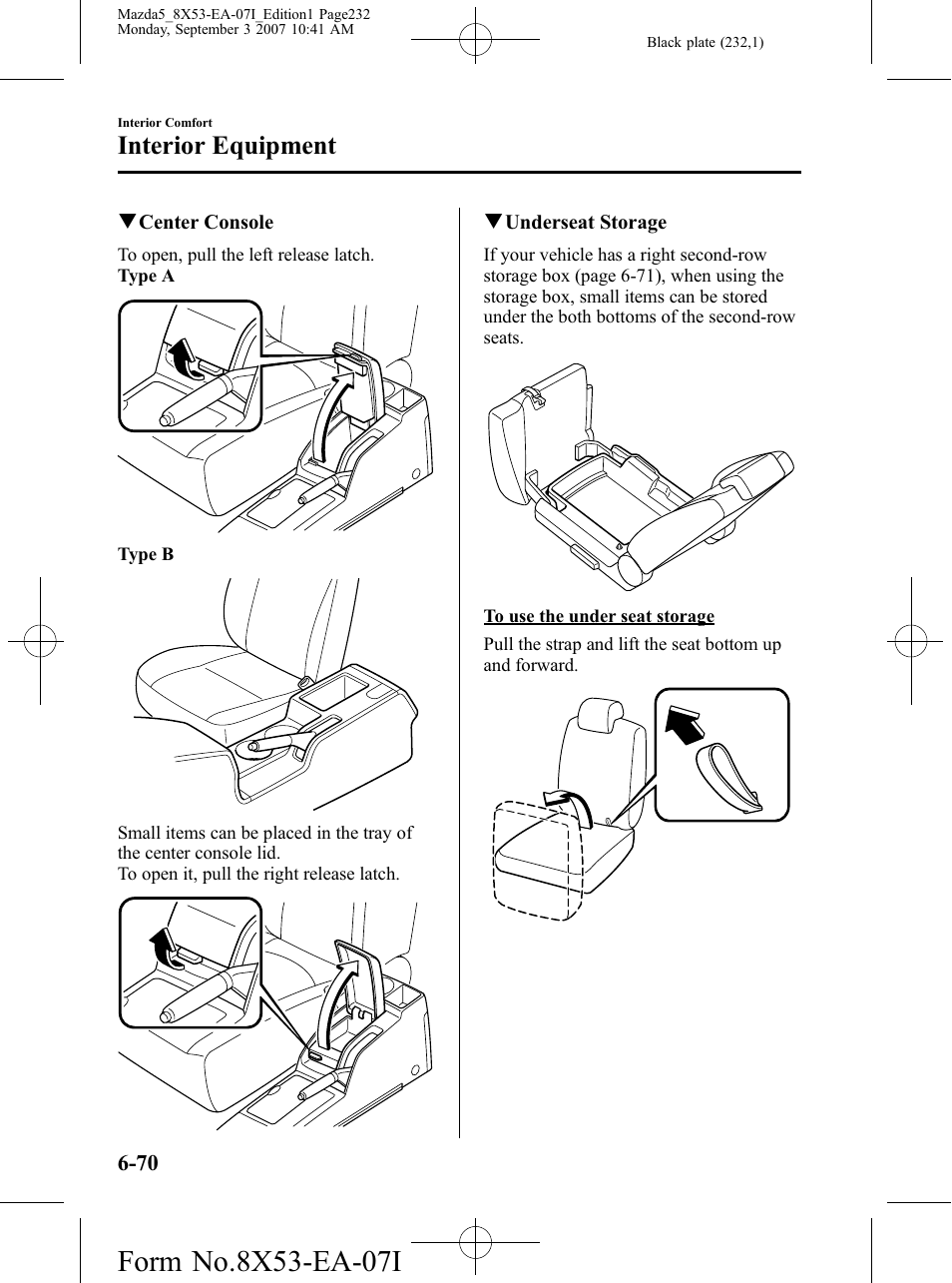 Interior equipment | Mazda 2008 5 User Manual | Page 232 / 376