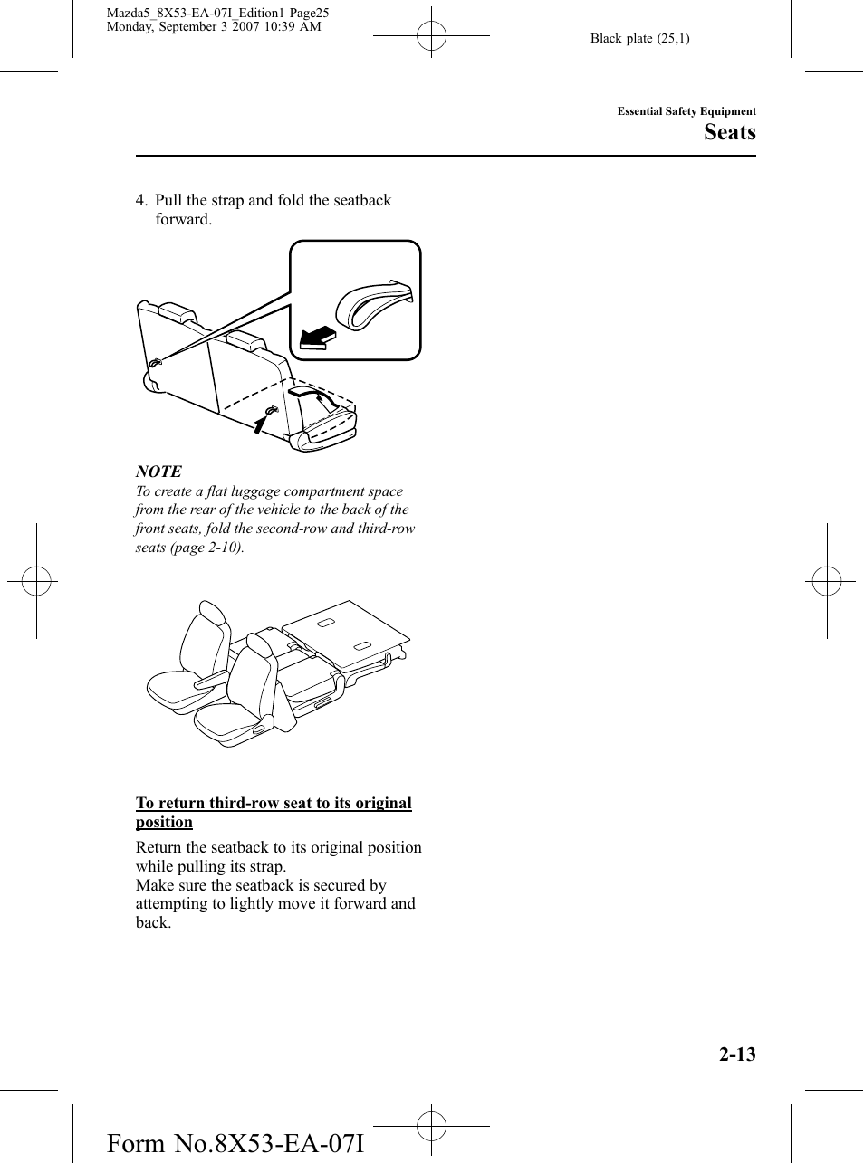 Seats | Mazda 2008 5 User Manual | Page 25 / 376