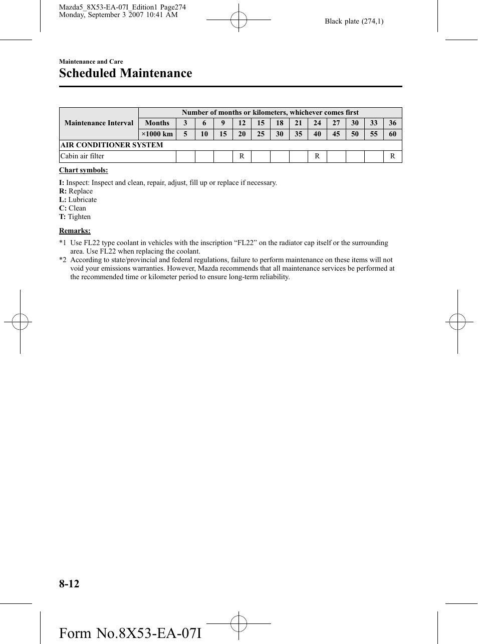 Scheduled maintenance | Mazda 2008 5 User Manual | Page 274 / 376
