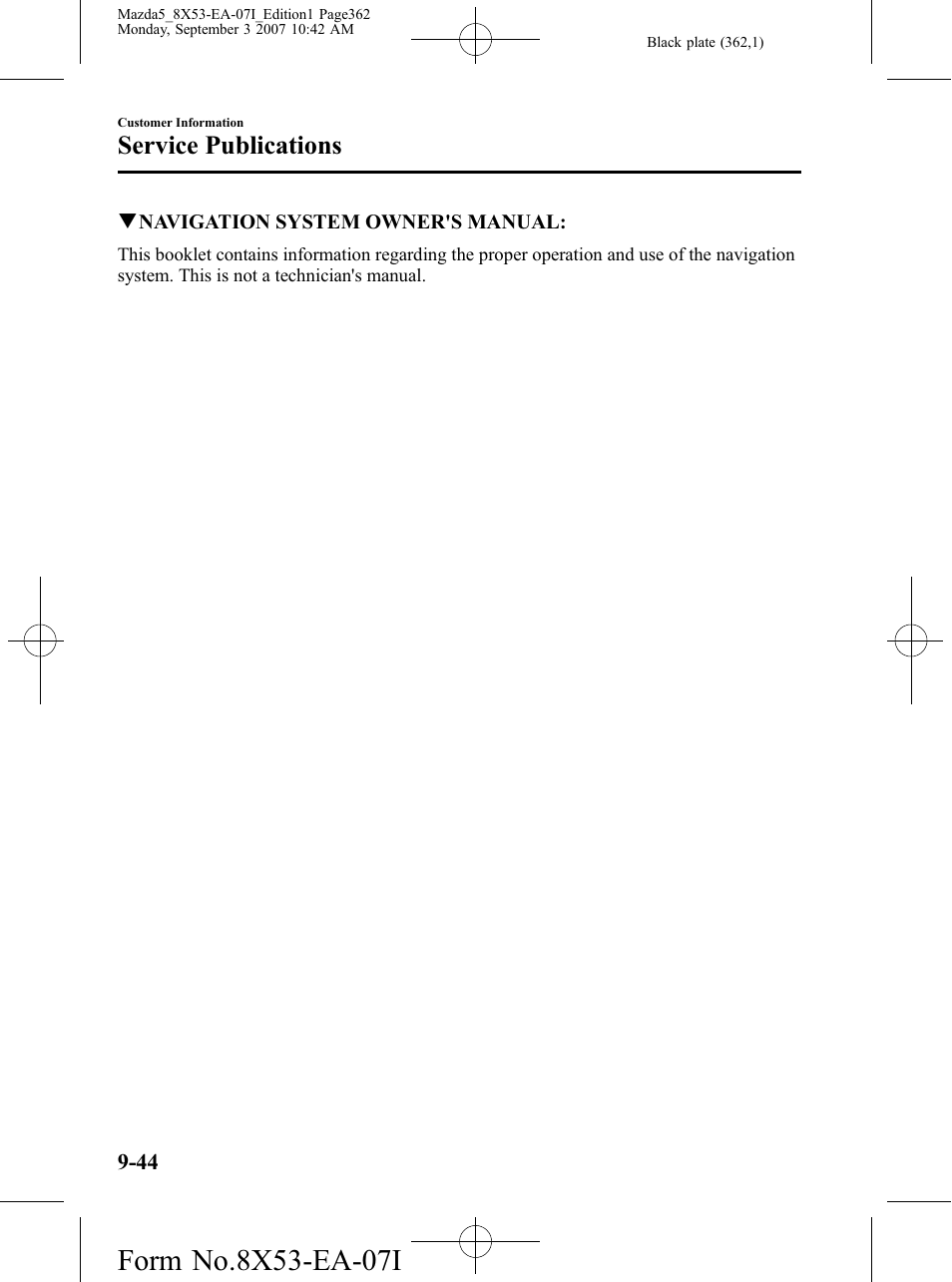 Service publications | Mazda 2008 5 User Manual | Page 362 / 376