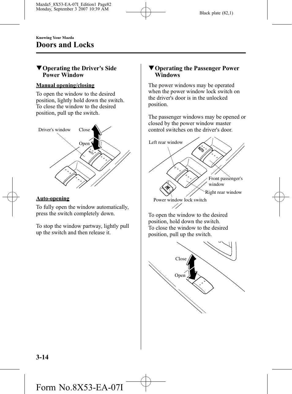 Doors and locks | Mazda 2008 5 User Manual | Page 82 / 376