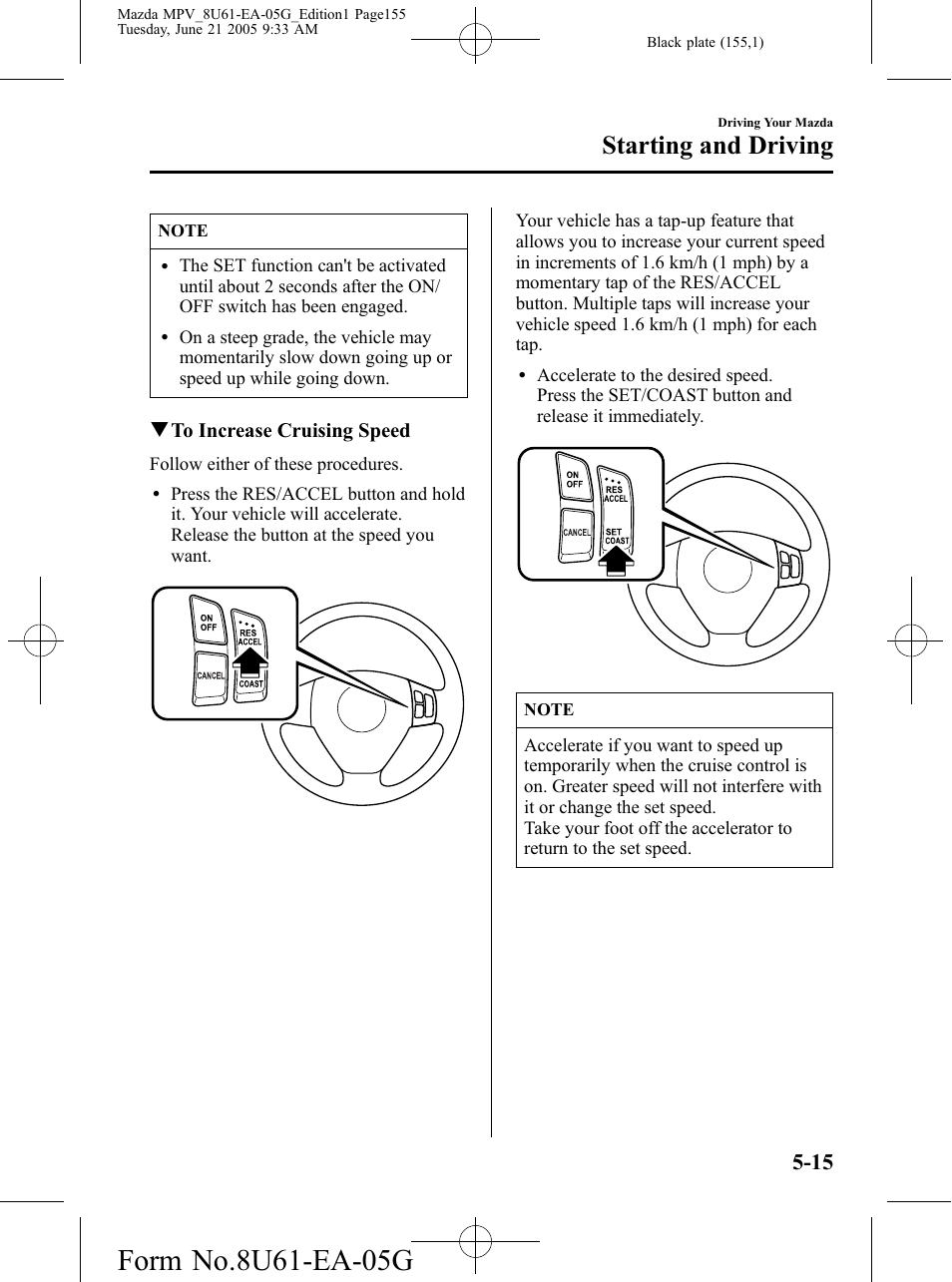 Starting and driving | Mazda 2006 MPV User Manual | Page 155 / 364