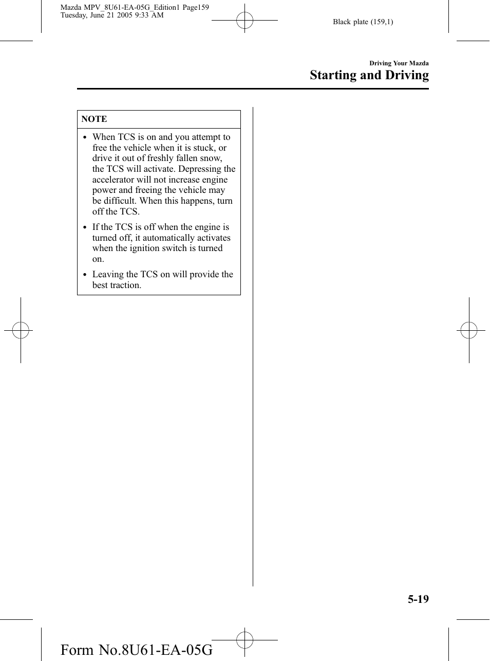 Starting and driving | Mazda 2006 MPV User Manual | Page 159 / 364