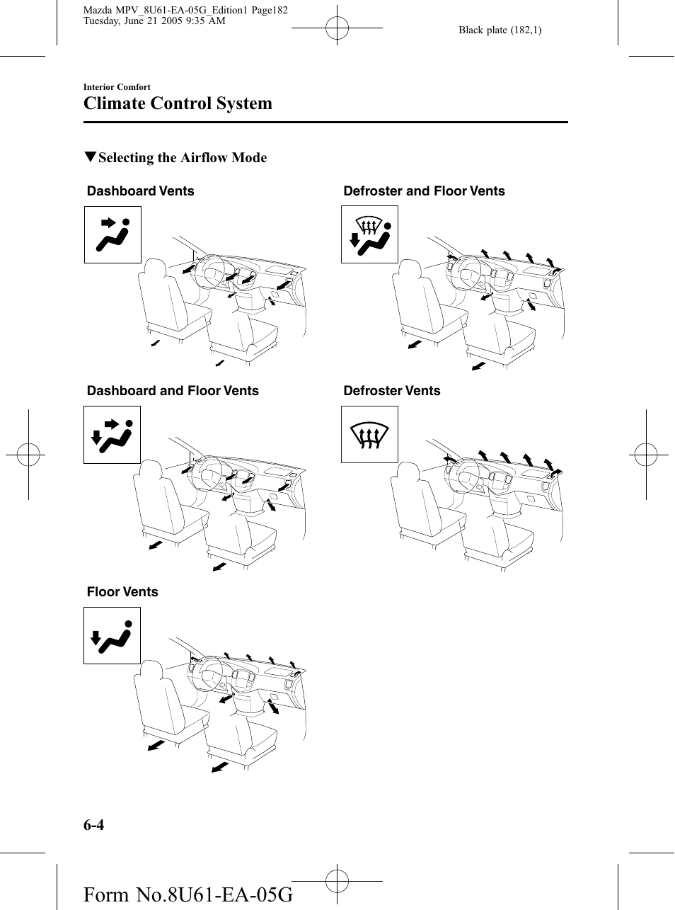 Climate control system | Mazda 2006 MPV User Manual | Page 182 / 364