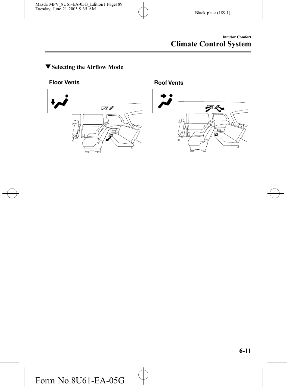 Climate control system | Mazda 2006 MPV User Manual | Page 189 / 364