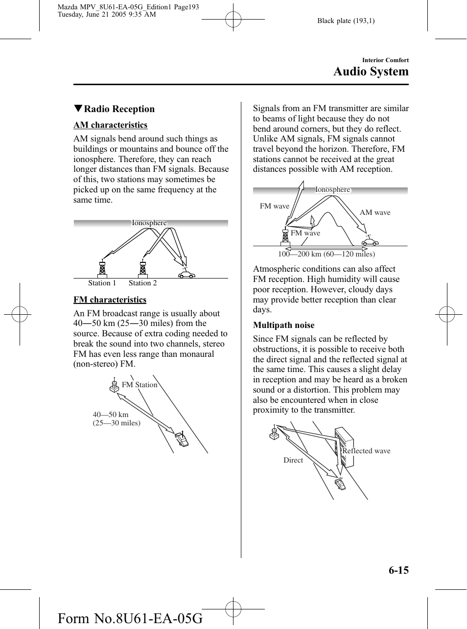 Audio system | Mazda 2006 MPV User Manual | Page 193 / 364