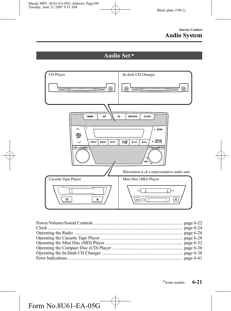 Audio set, Audio system | Mazda 2006 MPV User Manual | Page 199 / 364